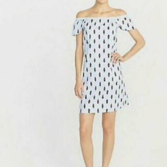 J. Crew Dresses & Skirts - J. Crew Off The Shoulder Ikat Print Dress Blue & Red Women’s Size XS